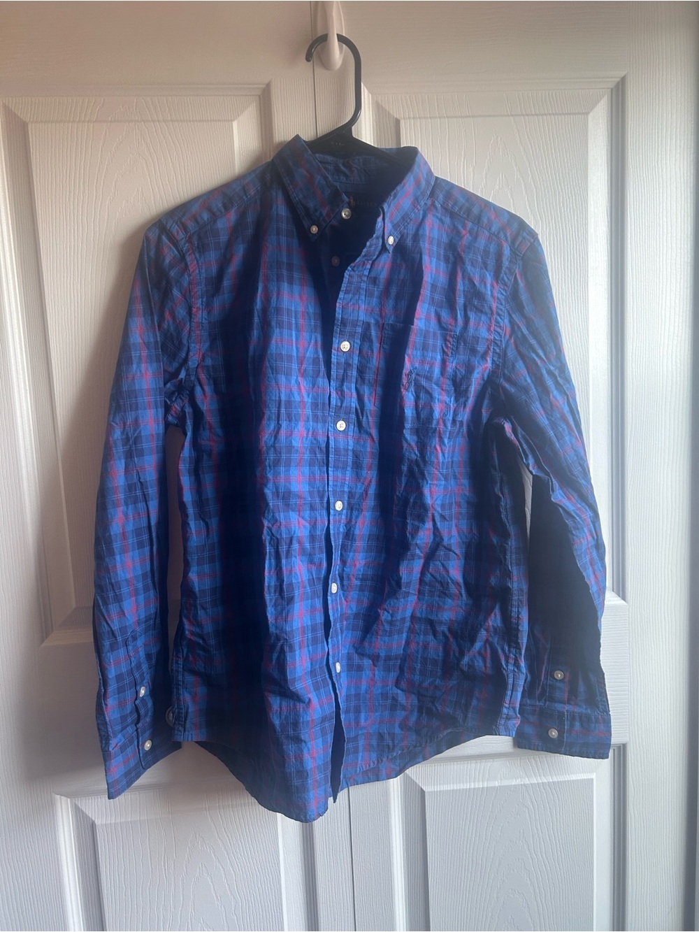 Ralph Lauren Boys XL (18-20) Blue & Red Plaid Long Sleeve Button-Down Shirt